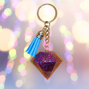 Keychain-Diamond and Tassel Purple/Tq