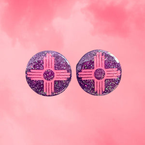 Zia Round Earrings-PurplePk