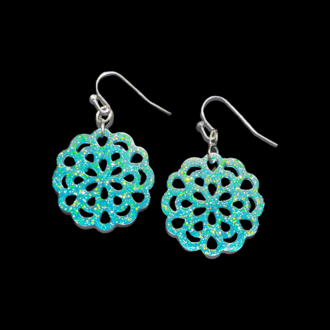 Mandala Flower Earrings-TurqGltr