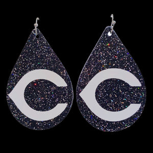 FL Teardrop Earrings-Carlsbad Cavemen “C” Blk