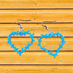 Thorn Heart Earrings-Turq