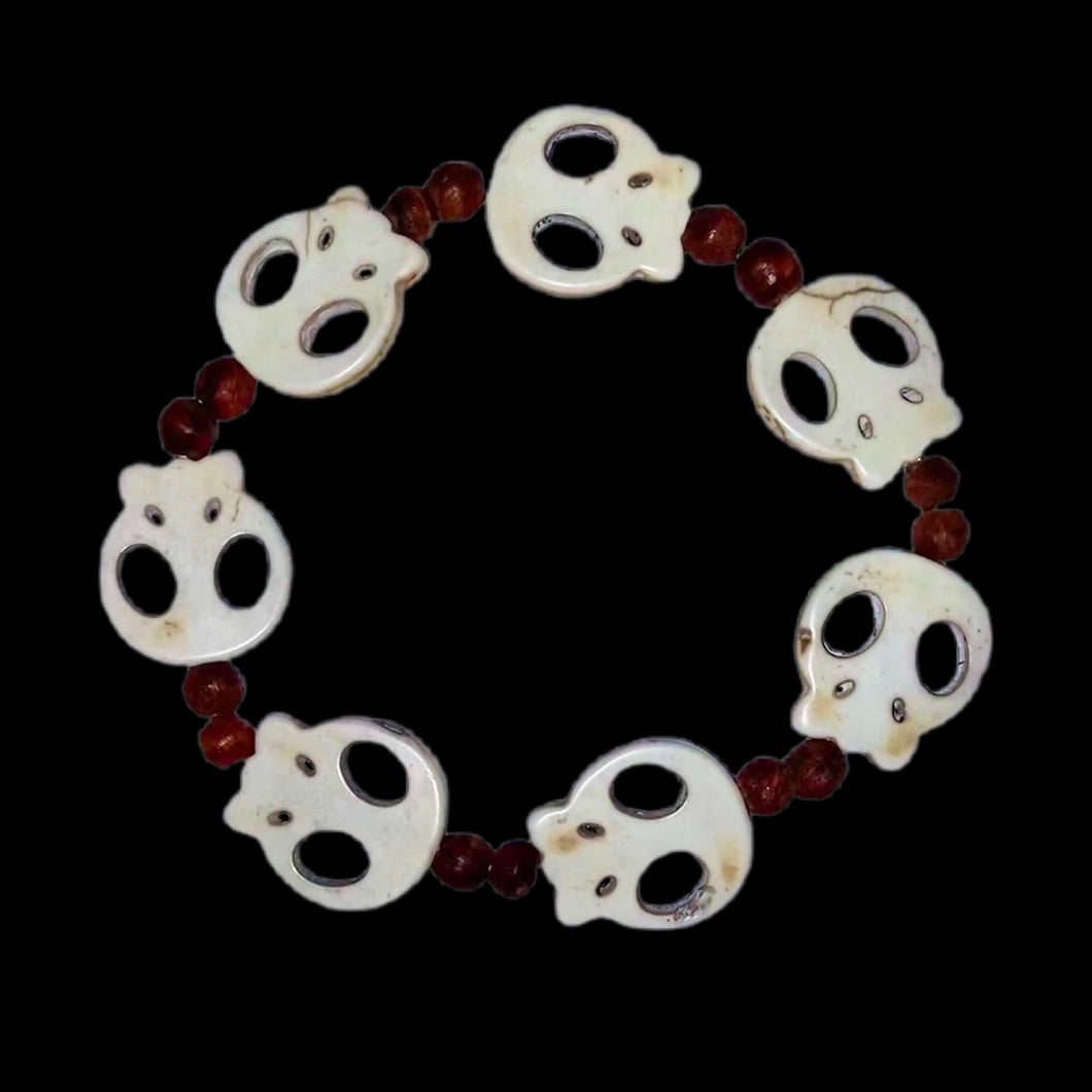 Ivory Skull and Wood Flat Bracelet (for Men)