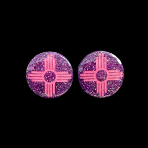 Zia Round Earrings-PurplePk