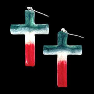 Cross Glitter Resin Earrings-GWR