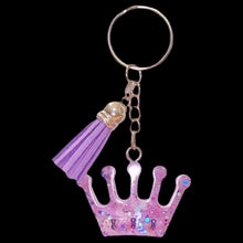 Load image into Gallery viewer, Princess Crown and Tassel Keychain-Purple
