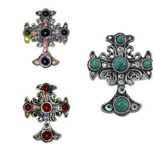 Load image into Gallery viewer, Turquoise and AB Cross Ring (Blk, Tq or Red)
