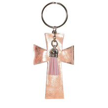 Load image into Gallery viewer, FL Rose Gold Cross with Tassel Keychain
