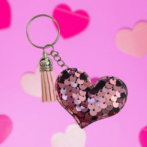 Heart Keychain-Pink w/Baby Pink Tassel