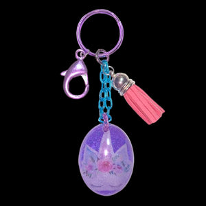 Unicorn Keychain/Zipper Pull-Purple Oval