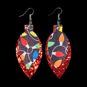 FL Christmas Lights Earrings-RedBlk