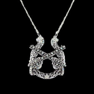 Western Horseshoe and Revolver Necklace