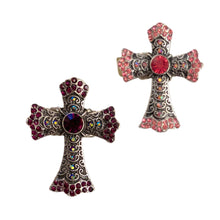 Load image into Gallery viewer, Filigree Rhinestone Cross Stretch Ring 
