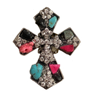 Turquoise Chip Cross Ring