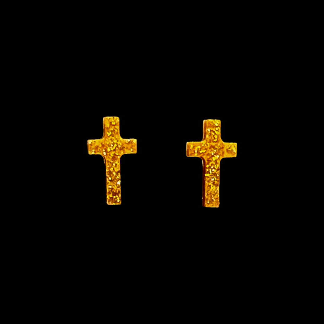 Mini Cross Earrings-GldGltr