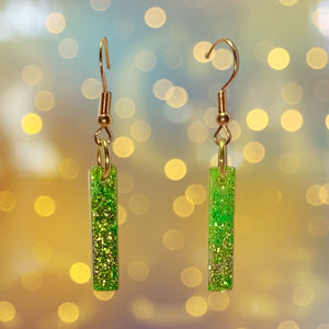 Linear Dangle Earrings-Green Gold