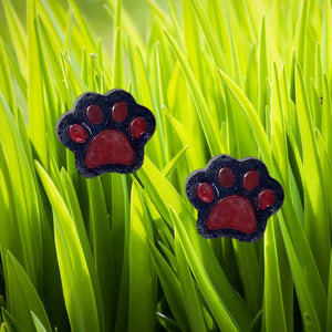 Pawprint Earrings-RedBlk