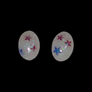 Patriotic TriStar Oval Earrings-WhtM