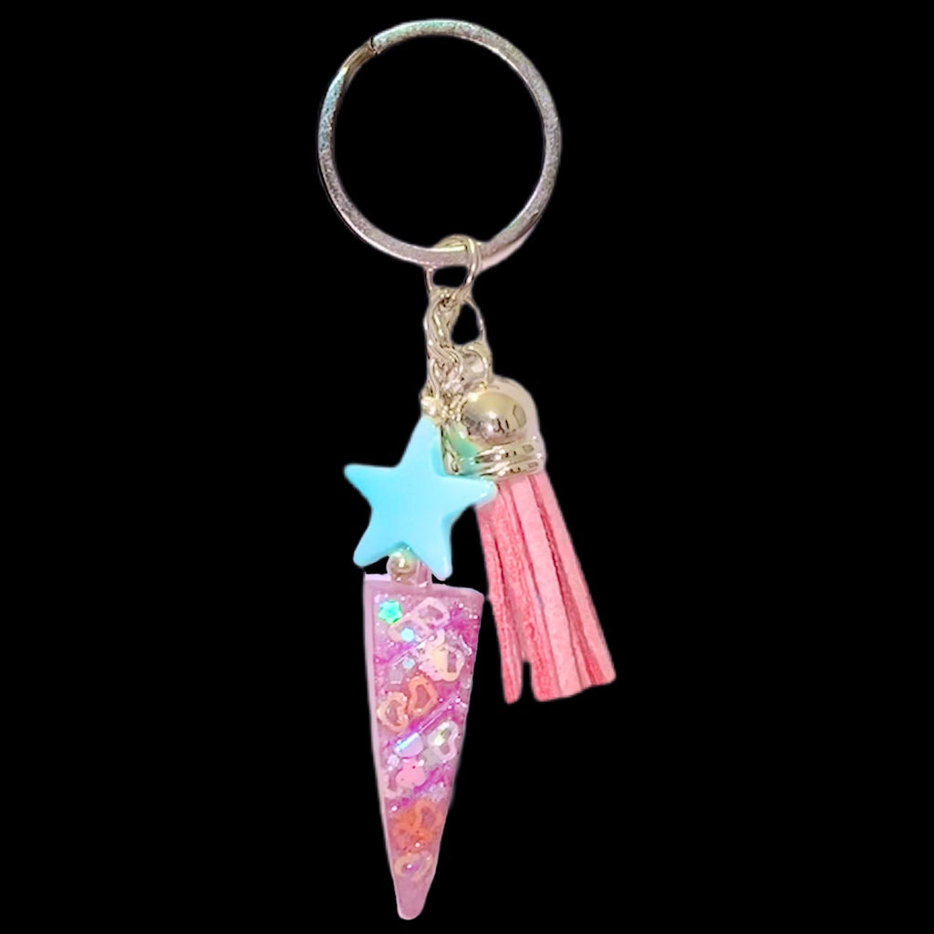 Pink Unicorn Horn with Pink Tassel Keychain-BluStar